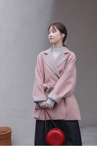 An old original winter style lotus root pink Australian beautiful slave pure wool double face loose and warm coat jacket 5453