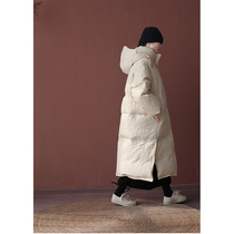 One old original 2020 new white collar profile thick warm long hooded down jacket coat 4416-1