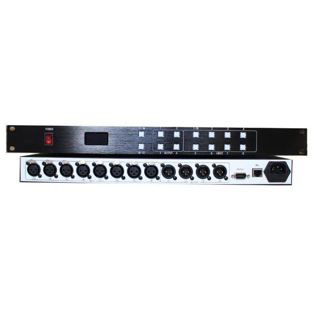 4 in 2 out dual channel smart XLR audio switcher with automatic switching network 232 control standard 1U machine