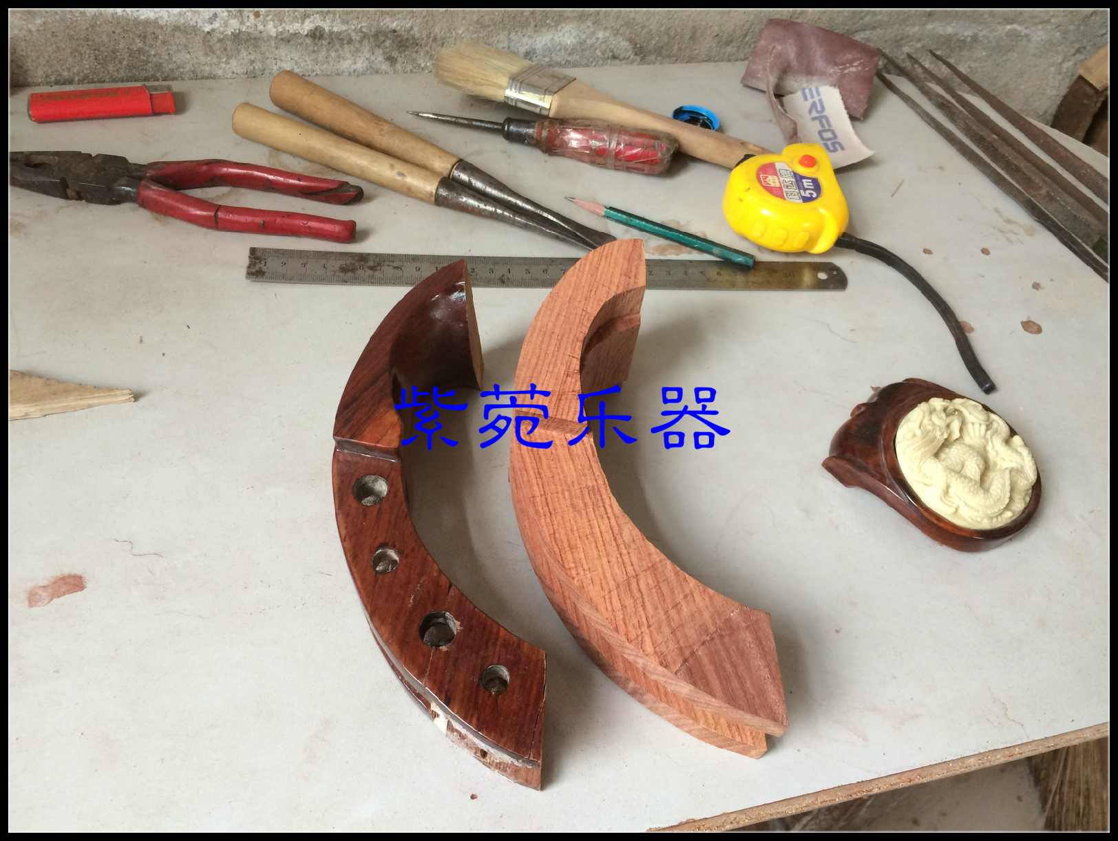 Purple Garden Musical Instrument Pipa Maintenance Repair Violin Head Replacement Pipa Head Red Wood Pipa Purple Sandalwood Pipa Folk Music Maintenance