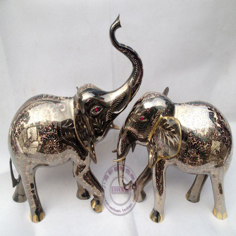 Pakistani Bronze Ware 20 Inch Elephant Bronze Elephant a pair of European-style TV cabinets Wine Cabinet Xuanguan Decorative Pendulum