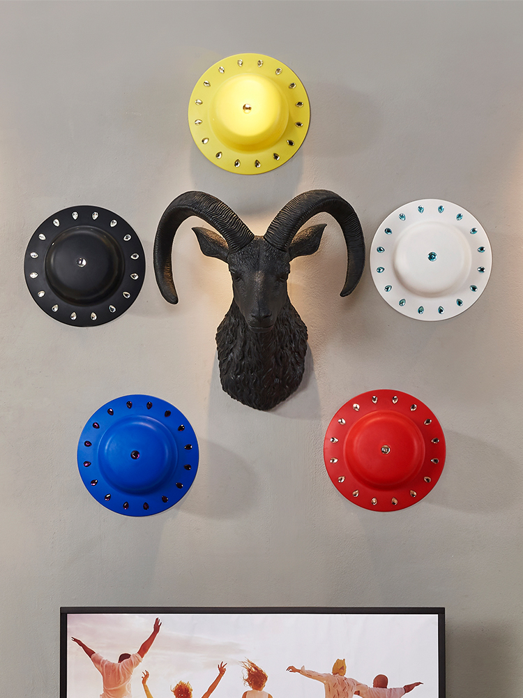 Lucky sheep head wall hanging creative hanging Nordic style bar KTV wall decoration Animal head wall decoration pendant