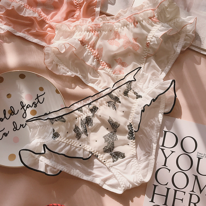 Teenage Girl Pants Lady Cute Butterfly Knot Teenage Girl's Shorts Flying Side Ice Silk Milk Silk Wallets Hip Knickers