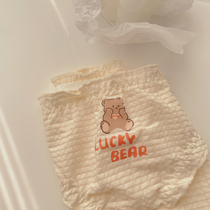 Sweet Little Bear Soft Teenage Pants Milk Oil Color Ice Silk Waffle Huffg Comfort Pro Skin Wrap Hip Cute Mid-Waist Shorts