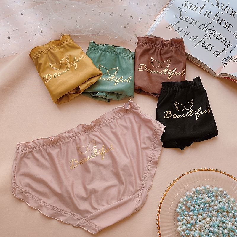 Minimalist briefs Ladies ice-scarred underpants Girls' Day Milk Silk Bronzed Golden Angel Bag Hip Comfort Shorts Women