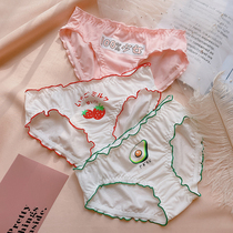 Cute girl underwear strawberry middle waist bag buttocks Japanese cotton sweet underwear low waist comfortable Lady