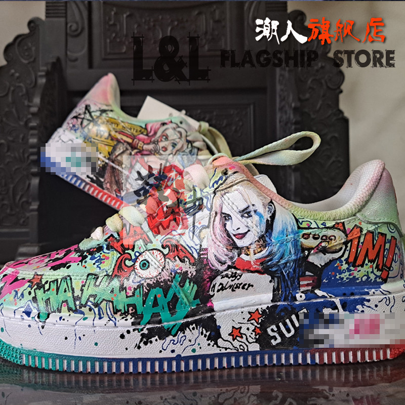 Without shoes LL Lele creative DIY hand-painted advanced custom Air Force private custom graffiti clown girl