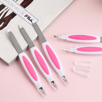 Manicure tools two-in-one nail polishing fork stainless steel double-headed file multi-functional polishing nail file