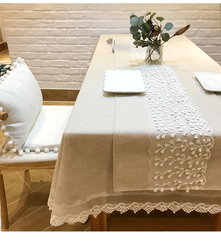 Cotton thief hiện đại tối giản công chúa khăn trải bàn vải đồng bằng phong cách Bắc Âu phòng khách hình chữ nhật ren bàn cà phê vải - Khăn trải bàn khăn trải bàn nhựa pvc