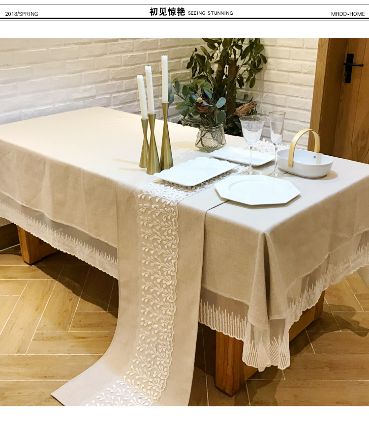 Cotton thief hiện đại tối giản công chúa khăn trải bàn vải đồng bằng phong cách Bắc Âu phòng khách hình chữ nhật ren bàn cà phê vải - Khăn trải bàn khăn trải bàn nhựa pvc