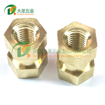 Hexagonal copper insert double-pass outer hexagonal anti-overflow rubber insert M3 M4 M5 injection copper nut factory direct sales