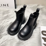 Детские кожаные ботинки, сапоги для черной кожи, воловья кожа, средней длины, тренд сезона