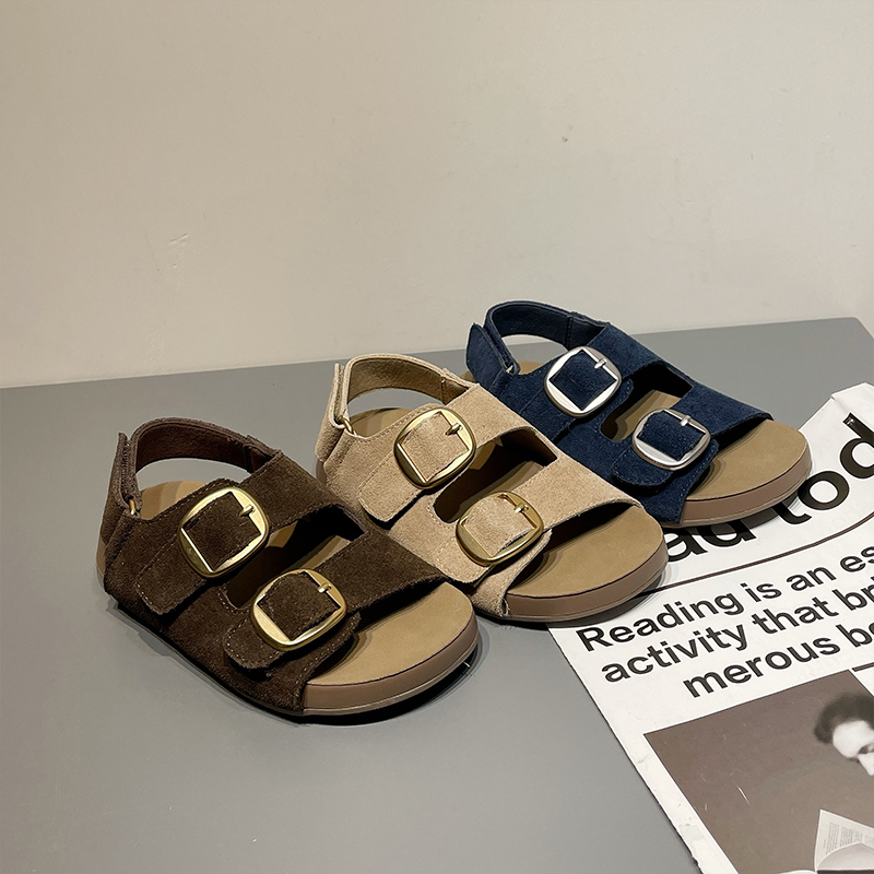 Zuozuojia Children's Korean-Style Retro Birkenstock Sandals 2026 Summer New Model Unisex Student Open-Toe Versatile Beach Shoes