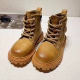 Martens, детские классические сапоги в английском стиле подходит для мужчин и женщин, высокие желтые ботинки, в британском стиле, из натуральной кожи, средней длины