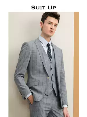 Huita British suit suit dress men's plaid fashion business suit men's suit Korean casual formal dress customization