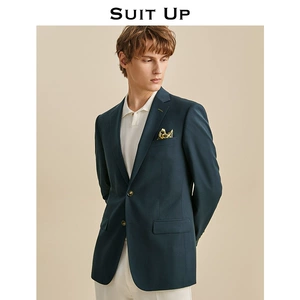 [Suitup蓝色意式休闲西服男外套雅痞新郎西装套装帅气正装上衣定制]