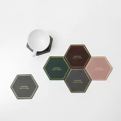 Original environmental protection leather coaster heat insulation pad square diamond Nordic style bronzing table protection dish pad custom logo