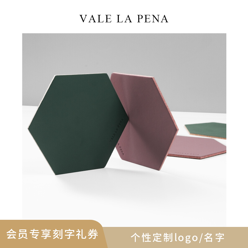 Worth original eco-friendly genuine leather light lavish dining cup cushion customised logo square rhomboid minimalins protective heat insulation cushion