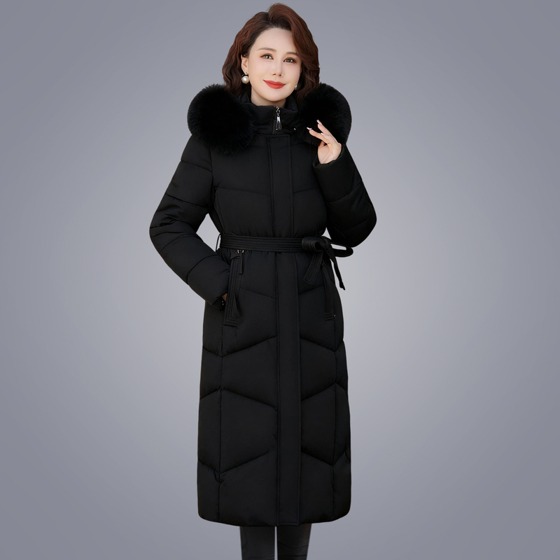 Winter New Style Long Over-The-Knee Plus-Size down Cotton Coat for Middle-Aged and Elderly Women, Thickened for Warmth and Cold Protection