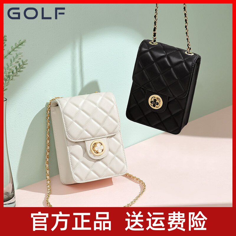 GOLF bag 2022 new leather mobile phone bag female rhombus chain small square bag mini shoulder Messenger small bag summer