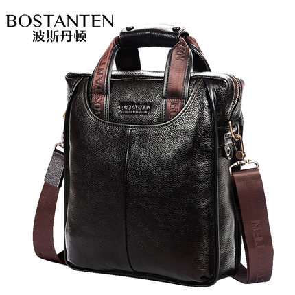 Boston Single Shoulder Bag Men's Leather Business Soft Bag Bag Men's Handbag with Casual Slippet Bag