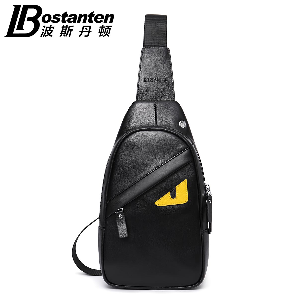 Small Monster Personality Chest Bag Men Han Version Trendy Genuine Leather Casual Sports Slanted SHOULDER BAG YOUTH SINGLE SHOULDER BAG MEN'S BAG