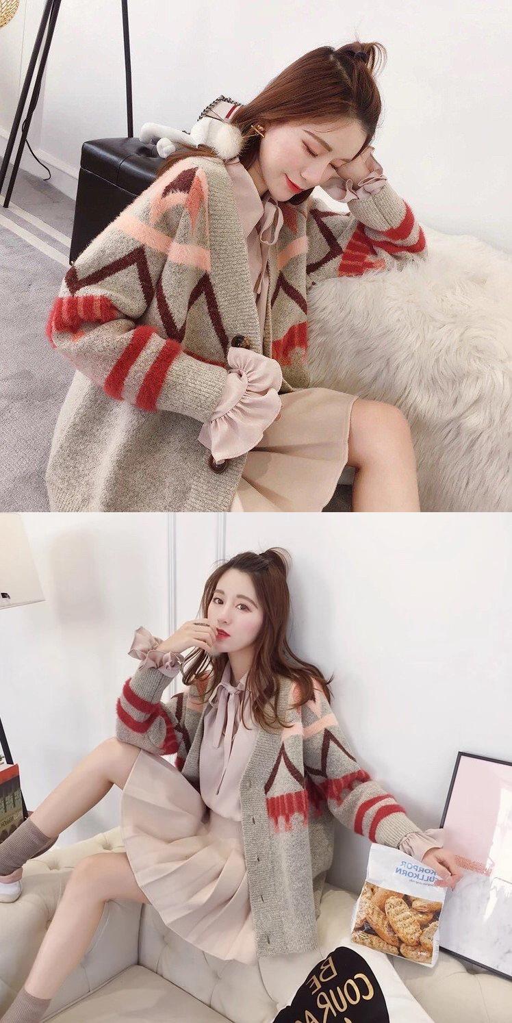Áo len nữ mùa thu 2019 mới phiên bản Hàn Quốc của phần dài của áo len màu nữ - Đan Cardigan áo khoác len mỏng