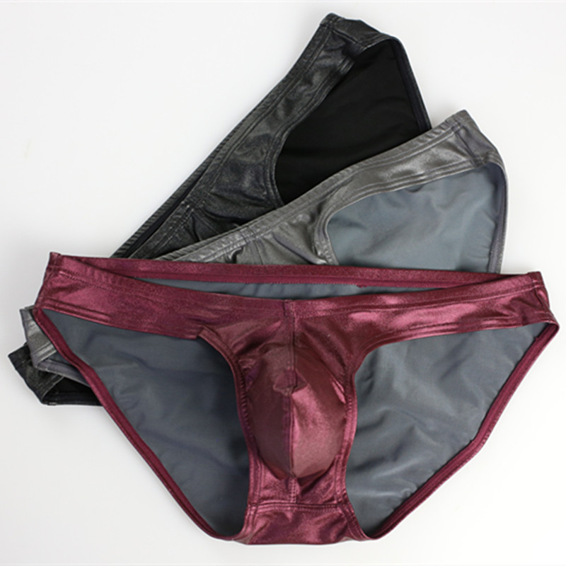 Fearless Captain Male Quần lót gợi cảm Sân khấu Hiển thị Hộp đêm T-Đài Loan cho thấy Túi đeo chéo Faux Leather Brief sịp sắt