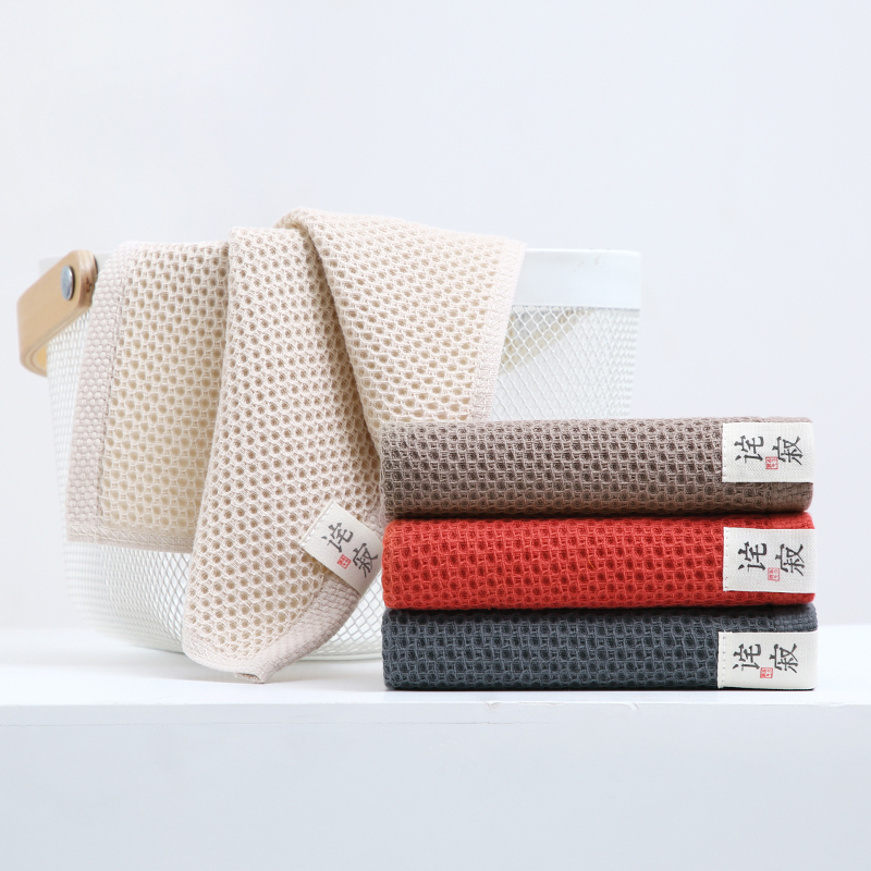 Waffle Cotton Small Square Towel, Simple Solid Color Honeycomb Soft Absorbent Thin Face Towel for Washing Face and Wiping Hands