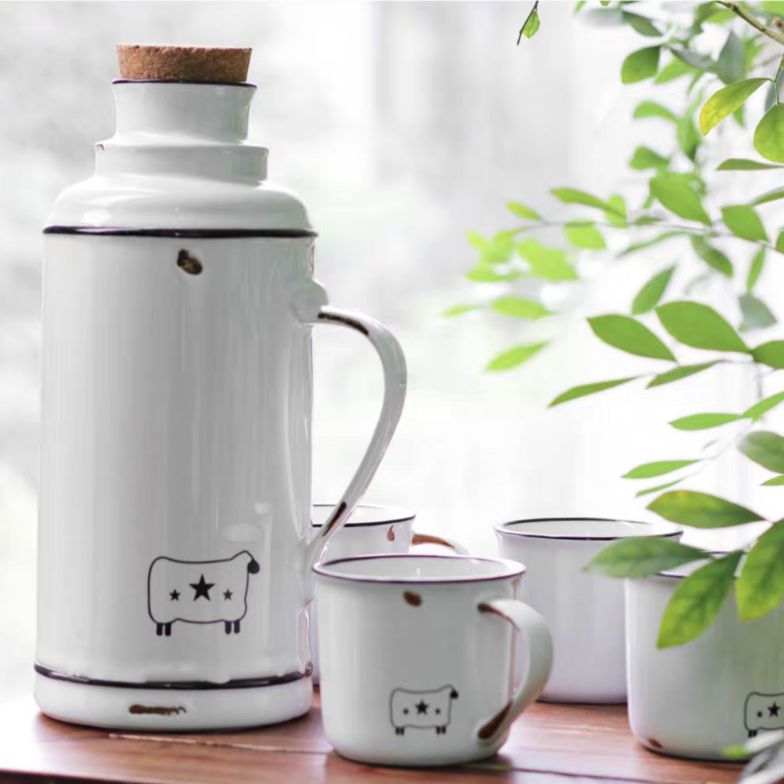 One Hongyi House Retro Nostalgia Home Imitation Enamel Ceramic Large Capacity High Temperature Resistant Kettle Suit To Buy Full