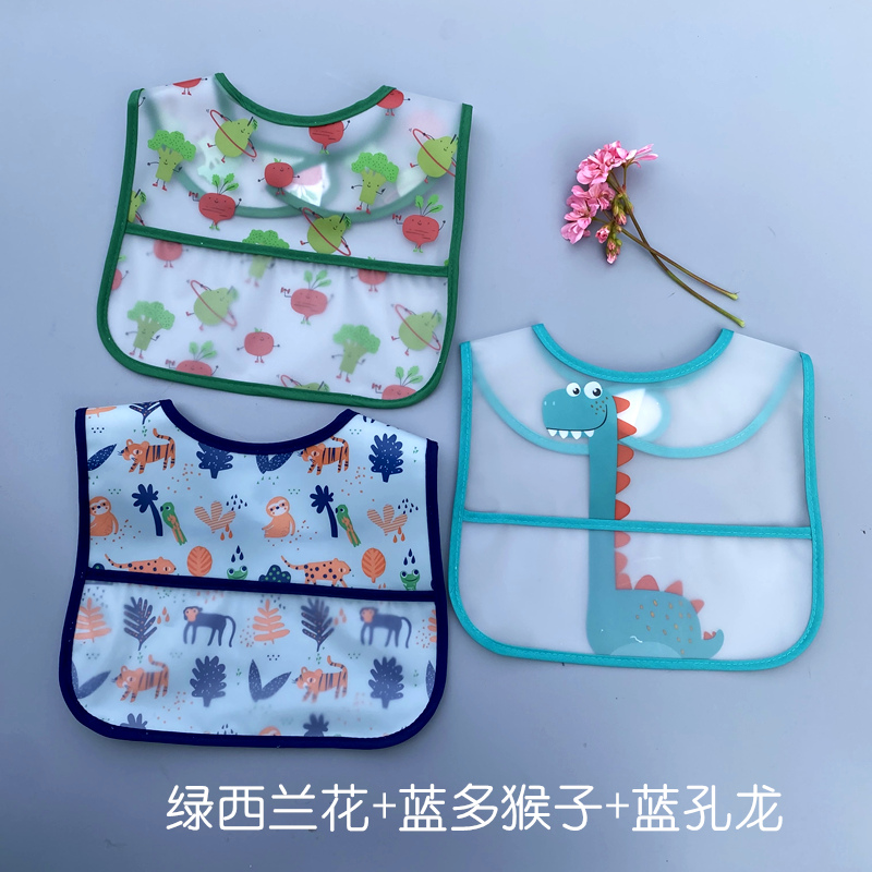 Free washing baby eating surrounding pocket Soft plastic waterproof surrounding pocket baby Eating Containment Pocket for Dirty Baby Four Spat Sub Food Bib