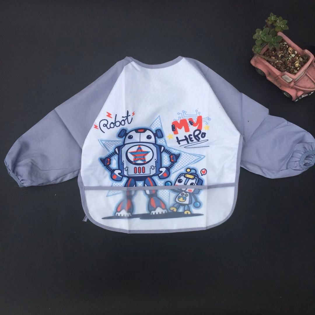 1-3 year old autumn/winter baby waterproof hood clothes baby anti-wear and soft good washing Han version for eating and feeding sticky button baby protective clothing