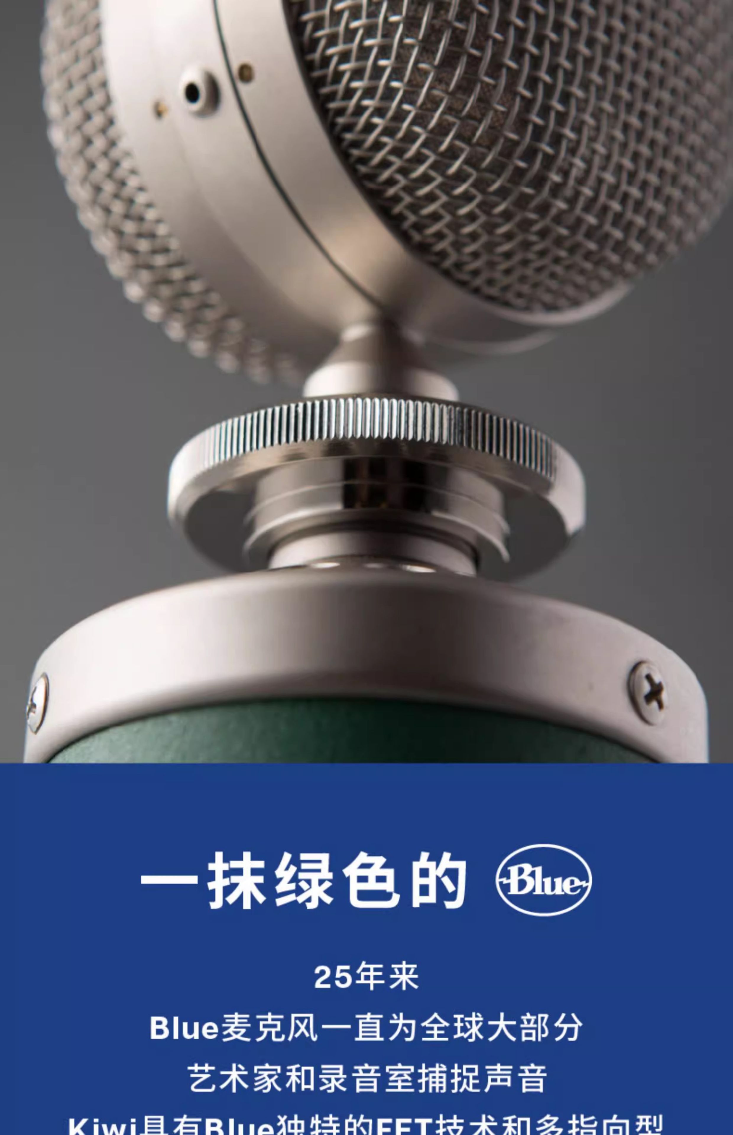 Blue Kiwi专业电容麦克风主播手机直播K歌有声书大振膜话筒