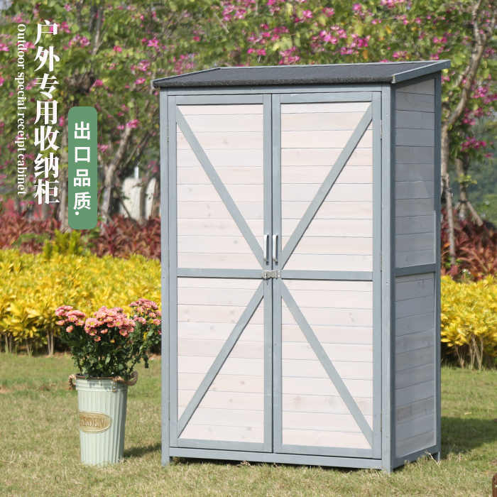 Outdoor Containing Cabinet Solid Wood Containing Garden Patio Cabinet anti-corrosive balcony tool cabinet Rain-proof sunscreen containing box