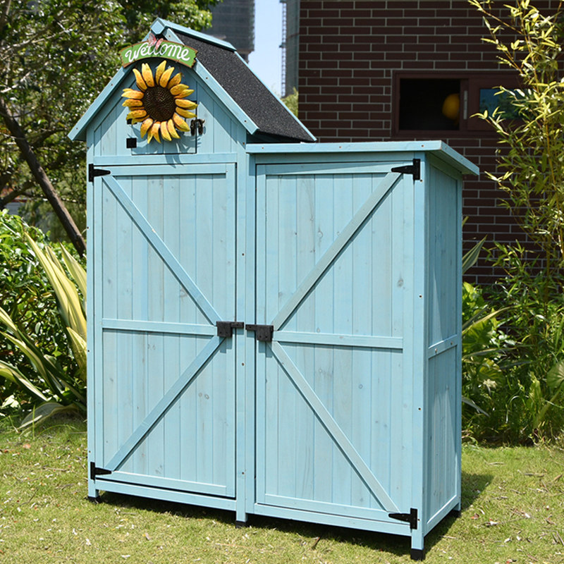 Containing Cabinet Storage Sorting Debris Outdoor Wooden Patio Balcony Fields Garden Wind Rain-proof and anti-corrosive adjustable green blue