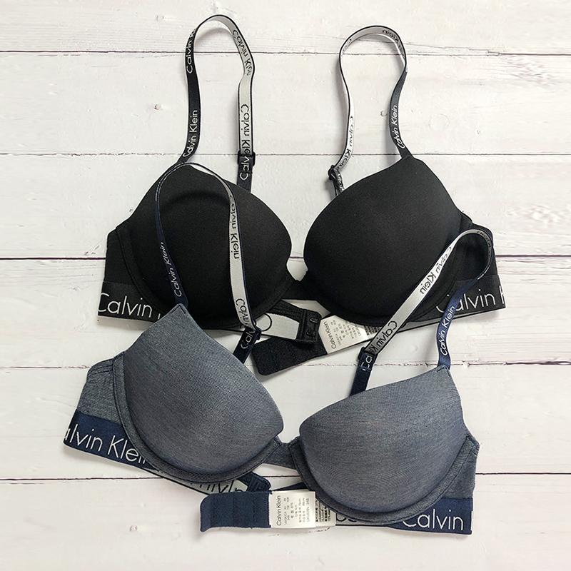 Authentic Calvin Klein Women's Underwear, Thick Deep V Style with Logo Signature Bra Qp1039A Authentic Calvin Klein Women's Underwear, Thick Deep V Style with Logo Signature Bra Qp1039A