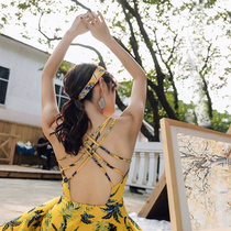 Sanya beach dress 2021 new female summer suspenders Super fairy backless dress Bohemia seaside holiday dress