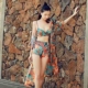 Bộ đồ bơi nữ ba mảnh 2018 mới hot mùa xuân chia đôi bikini đôi ngực nhỏ che bụng là áo tắm mỏng lưới màu đỏ