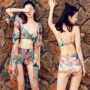 Bộ đồ bơi nữ ba mảnh 2018 mới hot mùa xuân chia đôi bikini đôi ngực nhỏ che bụng là áo tắm mỏng lưới màu đỏ đồ bơi 2 mảnh kín đáo