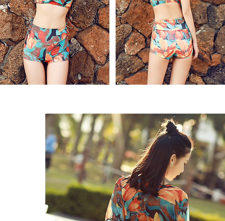 Bộ đồ bơi nữ ba mảnh 2018 mới hot mùa xuân chia đôi bikini đôi ngực nhỏ che bụng là áo tắm mỏng lưới màu đỏ 	bikini 2 mảnh màu đỏ	