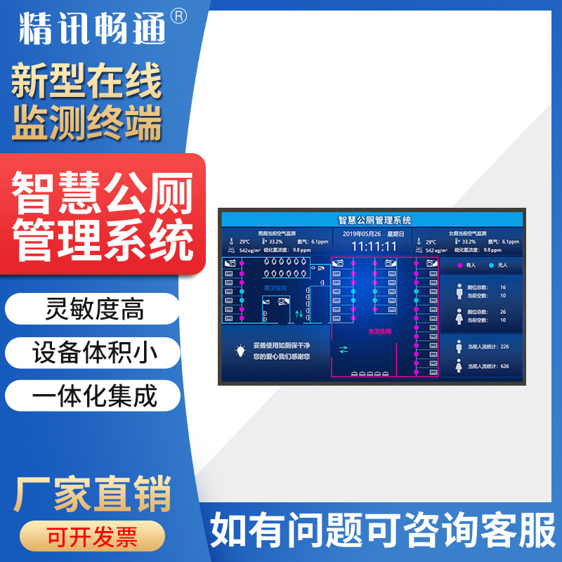 智慧公厕系统智能厕所引导界面感应门锁有无人指示灯LED客流统计