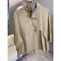 Xiao said special tailoring lap-collar zip necropolis with full cotton even cap T-shirt short sleeve loose blouse Womens thin summer