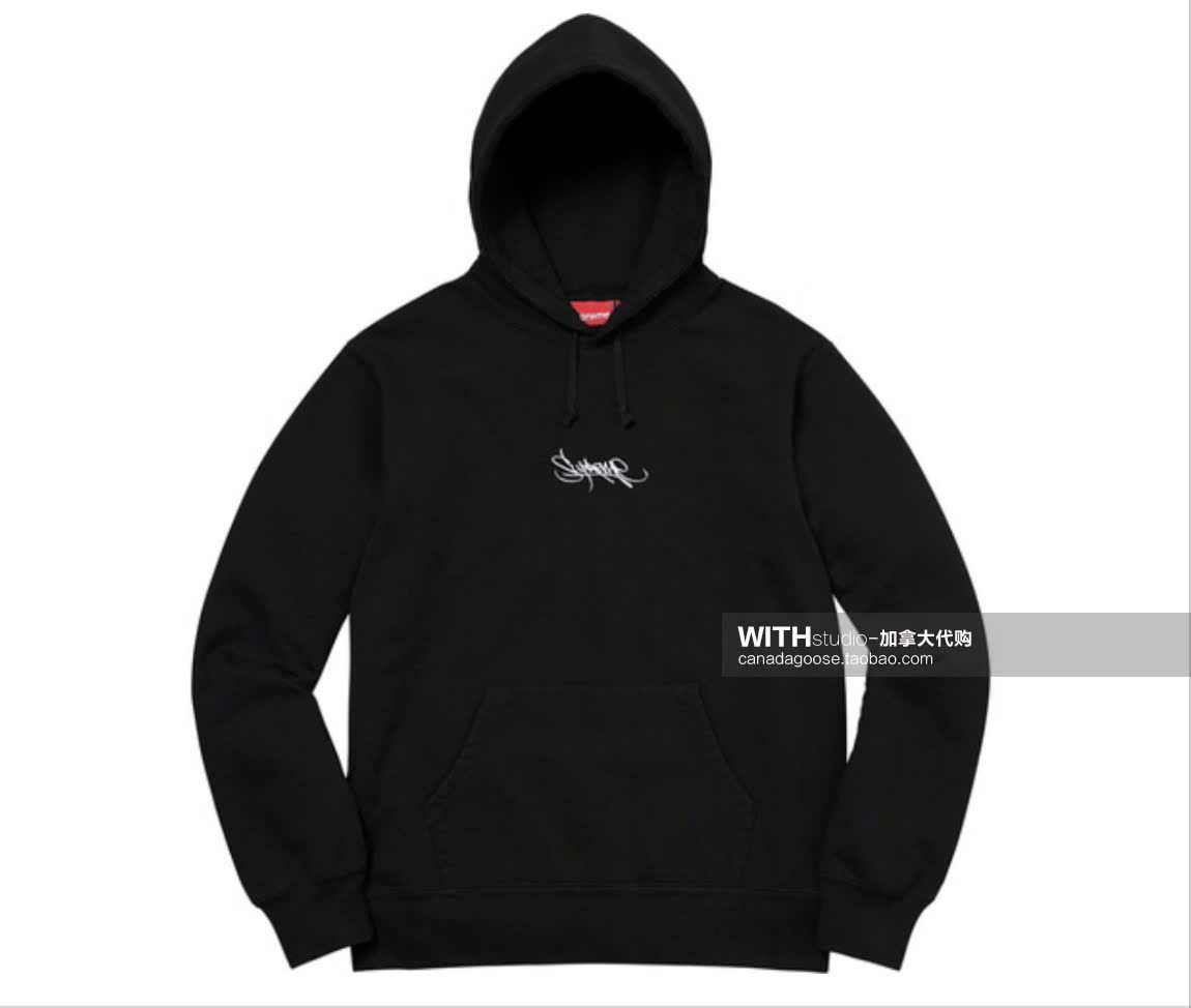 18SS Supreme tag logo basic fleece hoodie