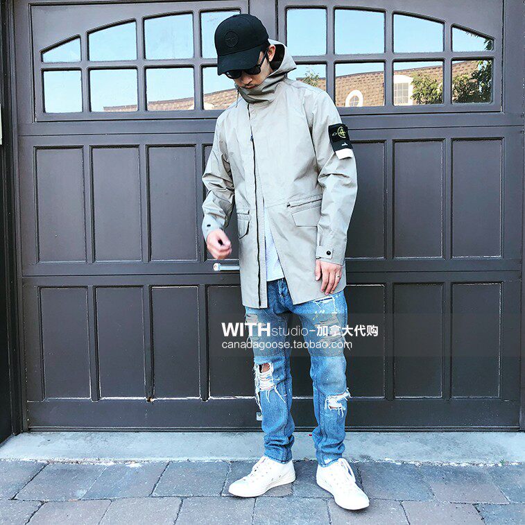 Domestic spot 18ssStone Island water rellent men's medium long version of the wind