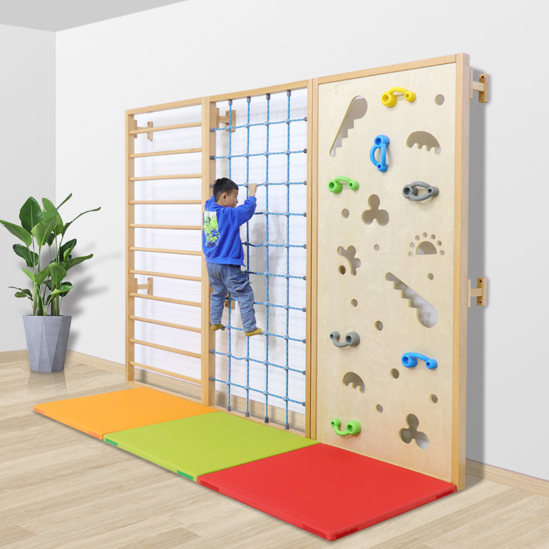 Climbing wall climbing indoor household children's wooden climbing frame baby rock climbing wall sensory training fitness equipment