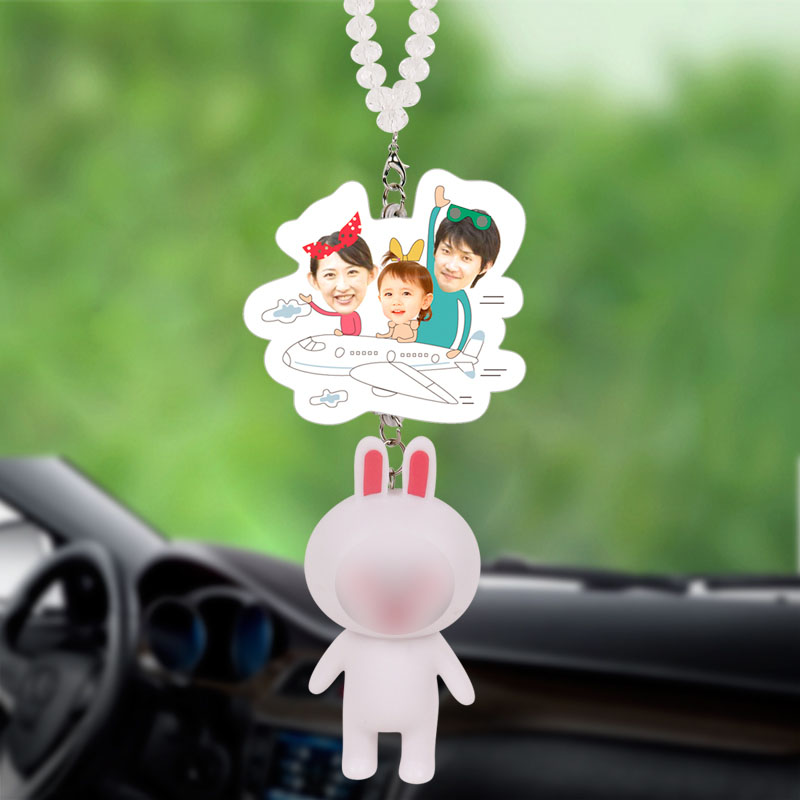 Double-sided car supplies Car pendant photo custom rearview mirror hanging jewelry Car car interior decoration men and women creative