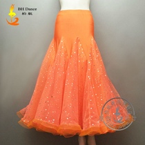 BH New Morden Dance Dress Square Dance Ballroom Dancing Great Hem Skirt National sequin sequilie half-body long dress D88