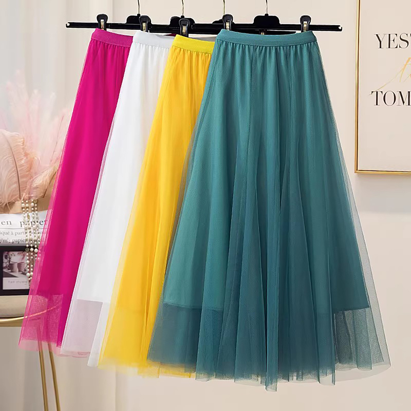 Large Swing Mesh Skirt for Women, Spring and Autumn, High-Waisted, Slimming, Elegant, Mid-Length A-Line Skirt, Pleated Gauze Skirt, Dance Skirt Large Swing Mesh Skirt for Women, Spring and Autumn, High-Waisted, Slimming, Elegant, Mid-Length A-Line Skirt, Pleated Gauze Skirt, Dance Skirt