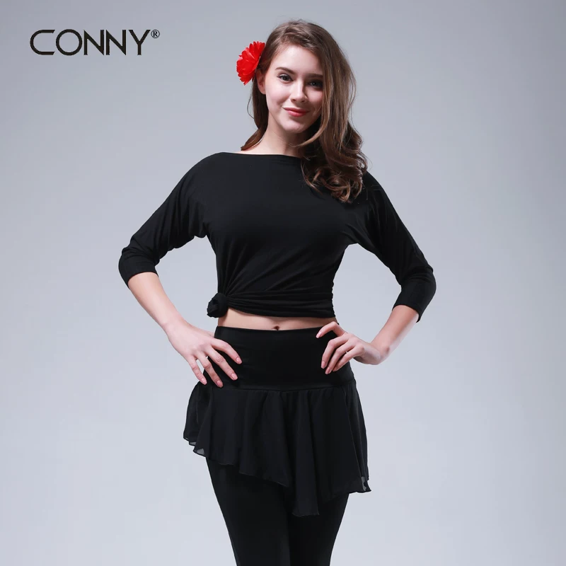[CONNY舞蹈服装成人女士上衣拉丁舞练功服国标七分袖形体服摩登舞]