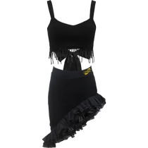CONNY Summer Latin Dance Practice Wear Womens Blackpool Competition Wear Beveled Skirt Dance Performance Childrens Practice Suit